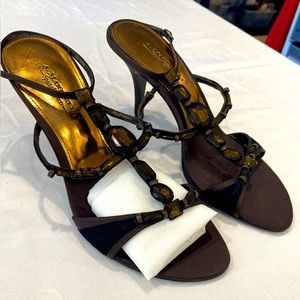 A. Marinelli brown Jeweled Heel
